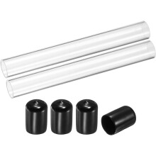2Pcs Clear Rigid Acrylic Pipe, 15mm(0.59") ID x 18mm(0.71") OD 6" Round Polycarbonate Tube Plastic Tubing with Rubber Caps for Plumbing, Lighting, Aqu