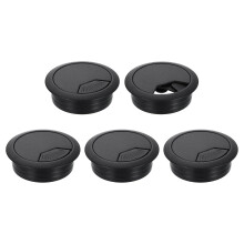 5 Pcs 50mm (1.97 Inch) Desk Grommet, Plastic Cable Hole Cover, Wire Cord Cable Organizer for Home Office Computer Desk Cabinet, Black
