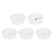 5 Pcs 53mm (2.09 Inch) Desk Grommet, Plastic Cable Hole Cover, Wire Cord Cable Organizer for Home Office Computer Desk Cabinet, White