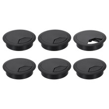 6 Pcs 80mm (3.15 Inch) Desk Grommet, Plastic Cable Hole Cover, Wire Cord Cable Organizer for Home Office Computer Desk Cabinet, Black