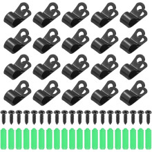 20Pcs 10mm(3/8") Fence Wire Clamps, Agricultural Fencing Mounting Clips R Type Cable Clamps with Screws and Expansion Tubes for Mount Welding Wires to