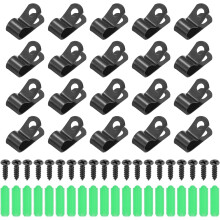 20Pcs 8mm(5/16") Fence Wire Clamps, Agricultural Fencing Mounting Clips R Type Cable Clamps with Screws and Expansion Tubes for Mount Welding Wires to