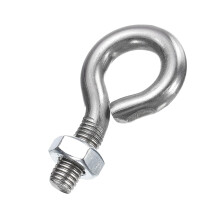 Eye Bolts, M10 x 26mm 304 Stainless Steel Threaded Eyebolt Silver Eye Hooks with Nut for Hanging or Securing Cables