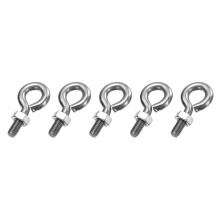 5 Pack Eye Bolts, M6 x 17mm 304 Stainless Steel Threaded Eyebolt Silver Eye Hooks with Nut for Hanging or Securing Cables