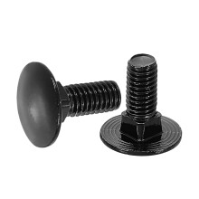 30Pcs Carriage Bolts, M6 x 16mm Stainless Steel 18-8 (304) Round Head Square Neck Screws Black Oxide Bolt Screw for Fastening Accessories - Black