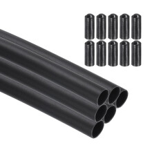 6Pcs 3.28 ft 4:1 Ratio Heat Shrink Tubing, 0.31" ID Wire Heat Shrink Tube with End Cap, Waterproof Tubing Adhesive Shrinkable Wire Wrap Tube for Cable