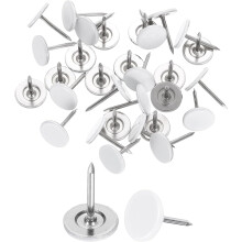 30Pcs Push Pins, 11mmx15mm Round Flat Head Decorative Thumb Tacks Upholstery Tacks for Cork Board Office Wall Hangings, White