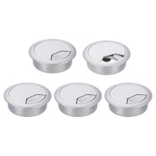 5 Pcs 50mm (1.97 Inch) Desk Grommet, Plastic Cable Hole Cover, Wire Cord Cable Organizer for Home Office Computer Desk Cabinet, Silver