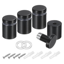 4Pcs Sign Standoff Screws, 3/4" x 1" Stainless Steel Wall Standoff Mount Hardware Advertising Glass Nail for Glass Acrylic Panel Picture Frame, Black