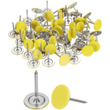 200Pcs Push Pins, 11mmx17mm Round Flat Head Decorative Thumb Tacks Upholstery Tacks for Cork Board Office Wall Hangings, Light Yellow