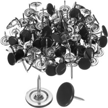 120Pcs Push Pins, 11mmx15mm Round Flat Head Decorative Thumb Tacks Upholstery Tacks for Cork Board Office Wall Hangings, Black