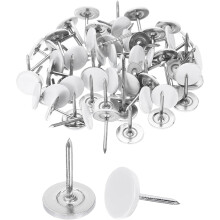 200Pcs Push Pins, 11mmx13mm Round Flat Head Decorative Thumb Tacks Upholstery Tacks for Cork Board Office Wall Hangings, White