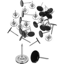 30Pcs Push Pins, 11mmx17mm Round Flat Head Decorative Thumb Tacks Upholstery Tacks for Cork Board Office Wall Hangings, Black
