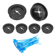 6Pcs Cable Cord Grommet, 1-3/8"(35mm) Rubber Desk Grommets Wire Pass Through Hole Cover with Marked Cable Ties for Home Office Cable Wire Protection,