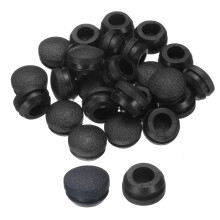 25pcs Silicone Rubber Hole Plugs, Arc Round Bottle Hole Stoppers for 14-15mm Inner Snap in Type Locking Plug Cover for Furniture Accessory, Black