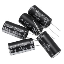 Electrolytic Capacitor Aluminum Radial High Frequency 150UF 450V 105 Celsius Life 3000H 18 x 35mm High Ripple Current,Low Impedance 5pcs