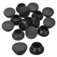 15pcs Silicone Rubber Hole Plugs, Arc Round Bottle Hole Stoppers for 22-23mm Inner Snap in Type Locking Plug Cover for Furniture Accessory, Black