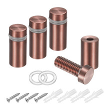 4Pcs Sign Standoff Screws, 15/32" x 1" Stainless Steel Wall Standoff Mount Hardware Advertising Glass Nail for Glass Acrylic Panel Picture Frame, Rose