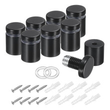 8Pcs Sign Standoff Screws, 3/4" x 1" Stainless Steel Wall Standoff Mount Hardware Advertising Glass Nail for Glass Acrylic Panel Picture Frame, Black