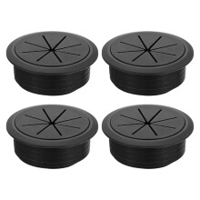 4 Pcs Desk Grommet, 2.36 inch 60mm Desk Cable Hole Cover Wire Hole Insert for Home Office Table Cabinet Cord Organizer, Black