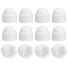 12Pcs Hex Nut Cover, M10x17x20mm Plastic Dome Nut Protection Cap Hex Screws Bolt Covers for Indoor Outdoor Furniture Automotive Bolts Decoration, Whit
