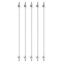 5Pcs M3x200mm 304 Stainless Steel Double End Threaded Stud Screw Bolt with Nuts, Square Flat Washers & Spring Washers for House Maintenance, Silver To