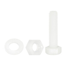 300 Pcs/100 Sets Nylon Hex Bolts, M5 x 20mm Plastic Full Threaded Hex Head Screws Bolts and Nuts with Flat Washers for Machinery Electronics Industria