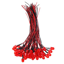 50pcs 10mm LED Diode Lights, Red Light DC 12V Pre-Wired Small Emitting LED Light High Brightness