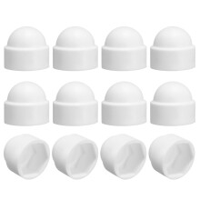 12Pcs Hex Nut Cover, M12x19x23mm Plastic Dome Nut Protection Cap Hex Screws Bolt Covers for Indoor Outdoor Furniture Automotive Bolts Decoration, Whit