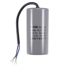 CBB60 Run Capacitor 70uF 450V AC 2 Wires 50/60Hz Cylinder 123x60mm with Terminal for Air Compressor Water Pump Motor