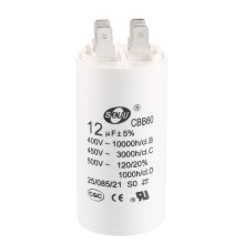 CBB60 Run Capacitor 12uF 450V AC Double Insert 50/60Hz Cylinder 70x35mm White for Air Compressor Water Pump Motor