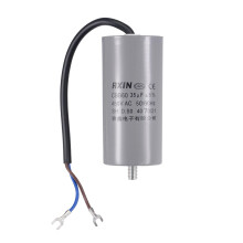 CBB60 Run Capacitor 35uF 450V AC 2 Wires 50/60Hz Cylinder 96x45mm with Terminal, M8 Fixing Stud for Air Compressor Water Pump Motor
