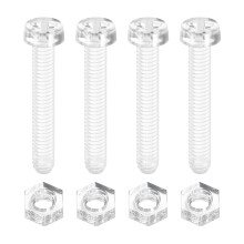 50 Sets Clear Acrylic Screws and Nuts Kit, M4 x 25mm PC Transparent Round Head Phillips Bolts with Hex Nuts, Bolts and Nuts Kit for Machine Electronic