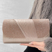 Clutch Purse Evening Bag Women Prom Sparkling Handbag With Detachable Chain Champagne