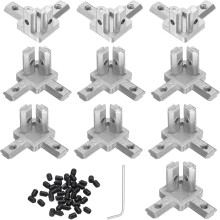 12Pcs 3-Way End Corner Brackets, Zinc Alloy Interior Corner Connectors with M4 Screws and Wrench for 2020 Series Aluminum Extrusion Profile, Silver To