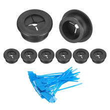 8Pcs Cable Cord Grommet, 1"(25mm) Rubber Desk Grommets Wire Pass Through Hole Cover with Marked Cable Ties for Home Office Cable Wire Protection, Blac