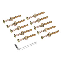 10Pcs Bed Frame Bolts, M8x70mm Hex Socket Head Cap Screws Bolts with Barrel Nuts Hardware Replacement Kit & M5 Hex Wrench for Furniture, Beds, Chair