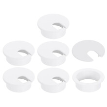 6 Pcs 35mm (1.38 Inch) Desk Grommet, Plastic Cable Hole Cover, Wire Cord Cable Organizer for Home Office Computer Desk Cabinet, White
