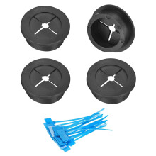 4Pcs Cable Cord Grommet, 1-1/4"(32mm) Rubber Desk Grommets Wire Pass Through Hole Cover with Marked Cable Ties for Home Office Cable Wire Protection,