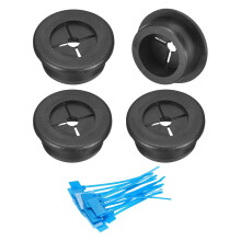 4Pcs Cable Cord Grommet, 1"(25mm) Rubber Desk Grommets Wire Pass Through Hole Cover with Marked Cable Ties for Home Office Cable Wire Protection, Blac