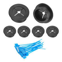 6Pcs Cable Cord Grommet, 1-1/4"(32mm) Rubber Desk Grommets Wire Pass Through Hole Cover with Marked Cable Ties for Home Office Cable Wire Protection,