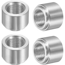 4Pcs Female 3/8" NPT Weld Fittings, 0.96" OD. x 0.65" Length Aluminum NPT Female Weld on Bung Fitting Stepped Bung Mounting Fitting, Silver Tone
