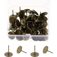 50Pcs Upholstery Thumb Tacks, 3/4" x 1" Flat Head Upholstery Push Pins Decorative Nails for Wood Wall Furniture, Bronze