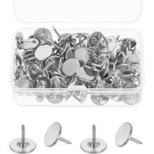 100Pcs Upholstery Thumb Tacks, 7/16" x 7/16" Flat Head Upholstery Push Pins Decorative Nails for Wood Wall Furniture, Silver