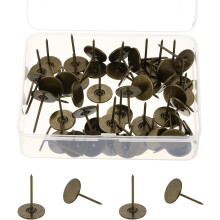 50Pcs Upholstery Thumb Tacks, 3/4" x 1-3/16" Flat Head Upholstery Push Pins Decorative Nails for Wood Wall Furniture, Bronze