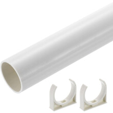 2Pcs PVC Rigid Tube, 500mm Length Round Pipe Tubing, 45.2mm ID 50mm OD Plastic Tubes with Clamp for Aquarium, Water Cooling System, Cable Sleeve, Whit