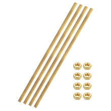 4 Sets Brass Fully Threaded Rod, M3x0.5mm Pitch Right Hand Threads Studs with Solid Brass Hex Nuts, 100mm/4 Long Threaded Screw Rods Fasteners for Anc