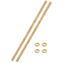 2 Sets Brass Fully Threaded Rod, M8x1.25mm Pitch Right Hand Threads Studs with Solid Brass Hex Nuts, 250mm/10 Long Threaded Screw Rods Fasteners for A
