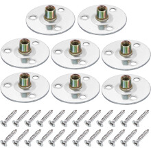 8Pcs M8 Brad Hole t Nut, 50mm/2inch Round Base Weld Nuts Flange Insert Female Thread with Mounting Screws for Wood Furniture