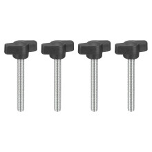 4Pcs Clamping Screw Knob, M6 x 45mm Metric Carbon Steel t Shaped Thumb Screws Handle for Quick Remove Hand Tightening Knob Replacement
